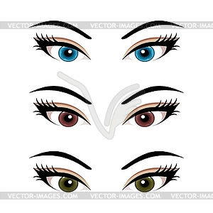 Набор женских глаз (3) - изображение в векторе