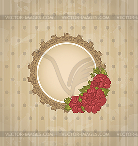 Vintage background with floral medallion and flowers - vector image