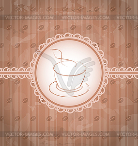 Vintage background with coffee label, coffee bean`s texture - vector clip art