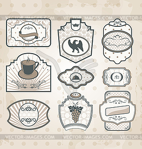 Set of vintage ornate labels, decor design elements - stock vector clipart