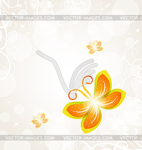 Abstract butterfly on ornamental background - vector clipart