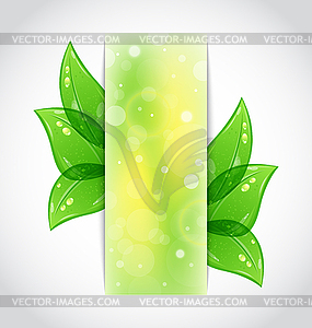 Green leaves sticking out of cut paper - vector image