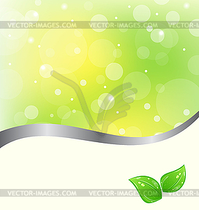 Ecology card with green leaves - vector image