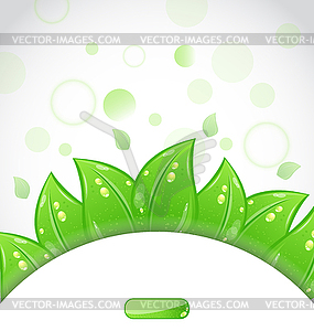 Eco brochure with fresh green leaves and emblem - vector clipart