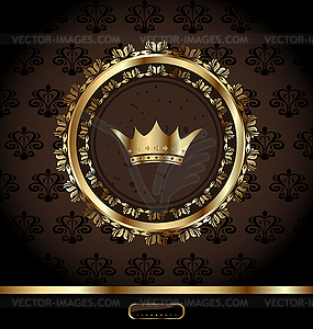 Vintage background with decorative frame and crown - vector image