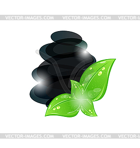 Stones with green leaves , spa - vector clipart