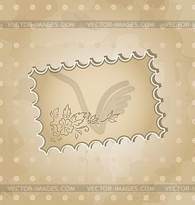 Grunge background with vintage floral label - vector clip art