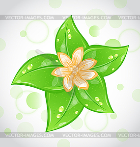 Милая экологически фоне зеленых листьев и цветов - векторное изображение