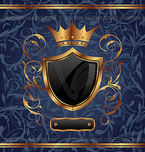 Golden vintage frame with heraldic elements - color vector clipart