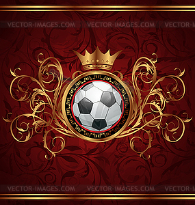 Футбол фон с золотой короной - векторный рисунок