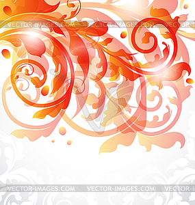 Floral ornamental card, autumn background - vector image