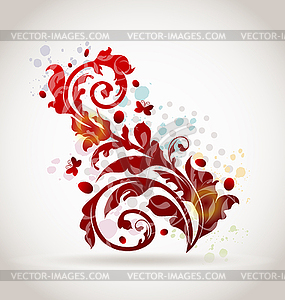 Floral ornamental colorful design elements - vector clipart