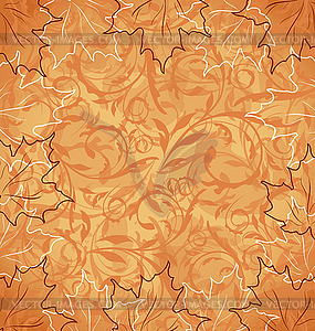 Autumnal maple, seamless floral background - vector clipart