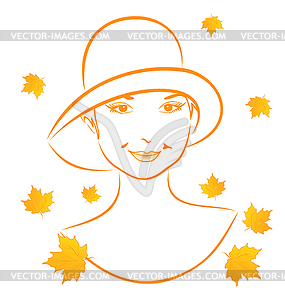 Abstract face autumn girl portrait - vector clipart