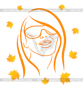 Abstract face autumn girl portrait - vector image