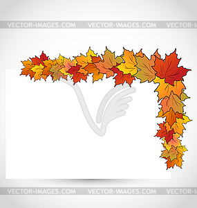 Colorful autumn maple leaves with note paper - stock vector clipart