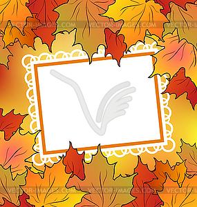 Autumn maple leaves with floral greeting card - royalty-free vector image