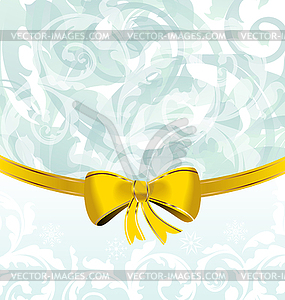 Christmas floral packing or background with bow - vector clip art