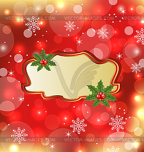 Template frame with mistletoe for design christmas - vector image