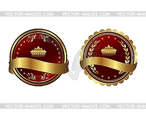 Two red gold-framed labels - vector clip art