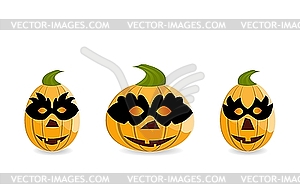 Gang of pumpkins dressed in masks - vector clipart / vector image