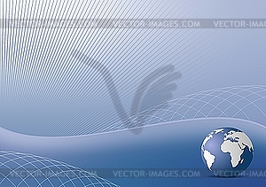 Blue background with globe - vector EPS clipart