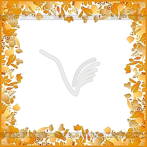 Autumn frame made of various leaves - vector clip art