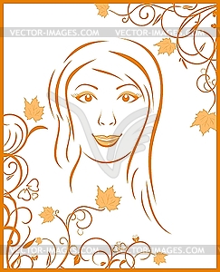 Abstract face autumn girl portrait - vector clipart