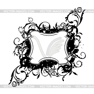 The floral black decor element for design - vector image