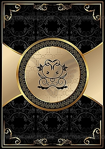 Ornate background with golden luxury framed label - vector EPS clipart