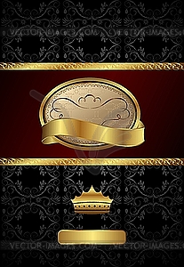 Background with golden luxury label and crown - vector clipart