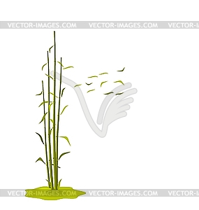 The wind breaks bamboo leaves - vector clipart