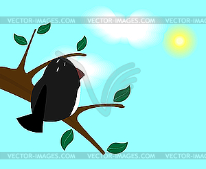 Bird on branch - vector image