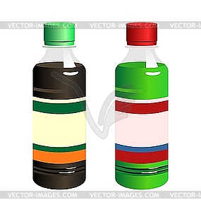 Set of two bottle with label - vector clipart