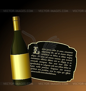 The elite wine bottle with white gold label - vector clip art