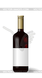 Red wine bottle with label - vector image