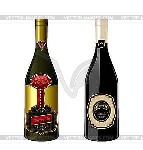 Set of wine bottles with label - vector image