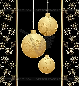 Christmas card with golden balls - vector clipart