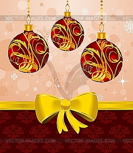 Christmas background with balls - vector image