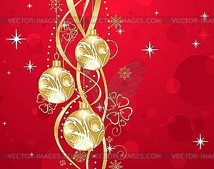 Red Christmas background with balls - vector clip art