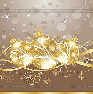 Background with Christmas balls and tinsel - vector image