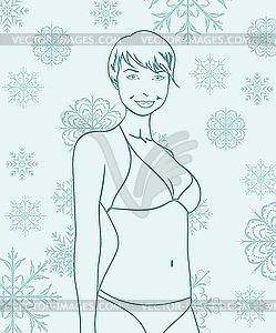 Winter girl portrait - vector clip art