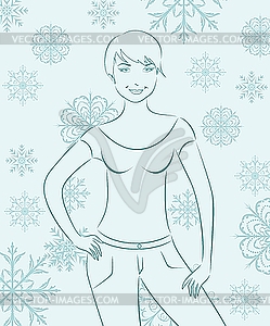 Winter girl portrait - vector image