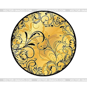 Gold floral medallion - vector clip art