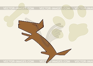 Dog and trace and bone - vector clipart