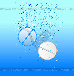 Illustration of two tablets in the water - vector image