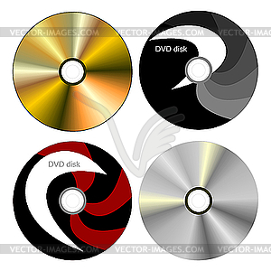 Set DVD disk with both sides - color vector clipart