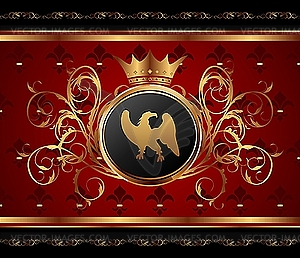 Golden background with heraldic eagle - vector image