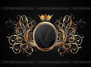 Floral frame with heraldic crown - vector image