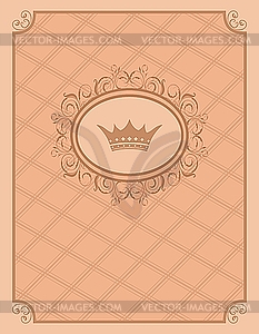 Vintage background with floral frame and crown - vector clip art